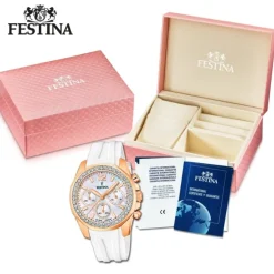 Festina Damenuhr PU weiß Festina Boyfriend Armbanduhr UF20611/1
