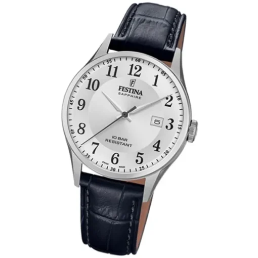 Festina Herren Armbanduhr Swiss Made F20007/1 Quarz Leder schwarz UF20007/1