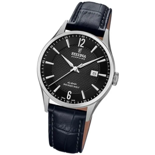 Festina Herren Armbanduhr Swiss Made F20007/4 Quarz Leder schwarz UF20007/4