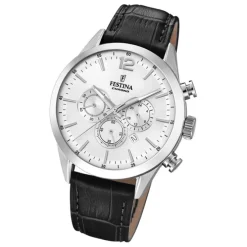 Festina Herren Armbanduhr Timeless Chronograph F20542/1 Leder schwarz UF20542/1