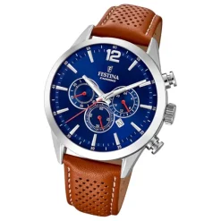Festina Herren Armbanduhr Timeless Chronograph F20542/3 Leder braun UF20542/3