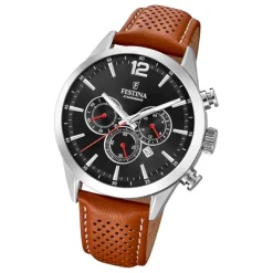 Festina Herren Armbanduhr Timeless Chronograph F20542/6 Leder braun UF20542/6