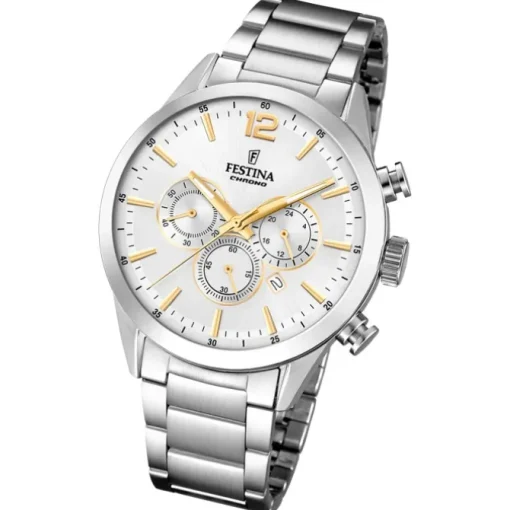 Festina Herren Armbanduhr Time Chronograph F20343/1 Edelstahl silber UF20343/1