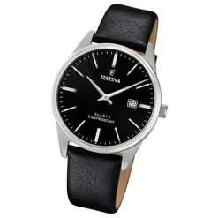 Festina Herren Armbanduhr Klassik F20512/4 Analog Leder schwarz UF20512/4