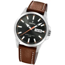 Festina Herren Armbanduhr Klassik F20358/2 Quarz Leder hellbraun UF20358/2
