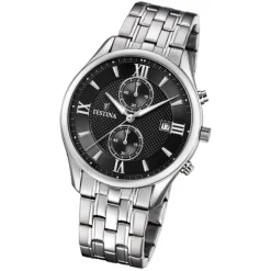 Festina Herren Armbanduhr Retro F6854/8 Quarz Edelstahl silber UF6854/8