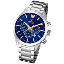 Festina Herren Armbanduhr Time Chronograph F20343/2 Edelstahl silber UF20343/2
