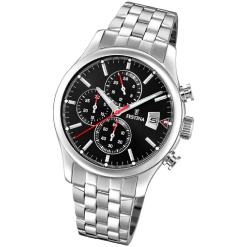 Festina Herren Armbanduhr Time Chronograph F20374/3 Quarz Stahl silber UF20374/3