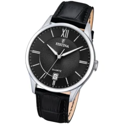 Festina Herren Armbanduhr Klassik F20426/3 Quarz Leder schwarz UF20426/3