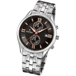 Festina Herren Armbanduhr Retro F6854/7 Quarz Edelstahl silber UF6854/7