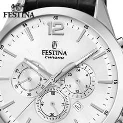 Festina Herren Armbanduhr Timeless Chronograph F20542/1 Leder schwarz UF20542/1