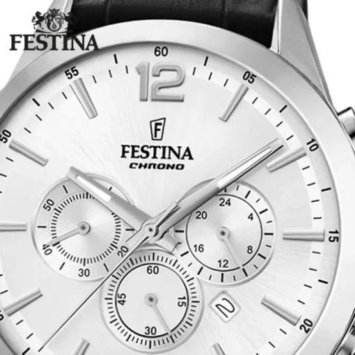 Festina Herren Armbanduhr Timeless Chronograph F20542/1 Leder schwarz UF20542/1