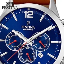 Festina Herren Armbanduhr Timeless Chronograph F20542/3 Leder braun UF20542/3