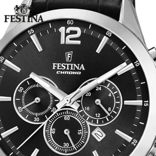 Festina Herren Armbanduhr Timeless Chronograph F20542/5 Leder schwarz UF20542/5