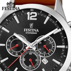 Festina Herren Armbanduhr Timeless Chronograph F20542/6 Leder braun UF20542/6