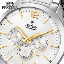 Festina Herren Armbanduhr Time Chronograph F20343/1 Edelstahl silber UF20343/1