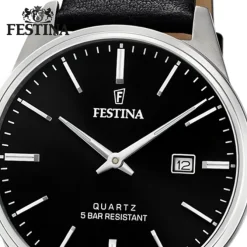Festina Herren Armbanduhr Klassik F20512/4 Analog Leder schwarz UF20512/4