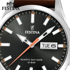 Festina Herren Armbanduhr Klassik F20358/2 Quarz Leder hellbraun UF20358/2