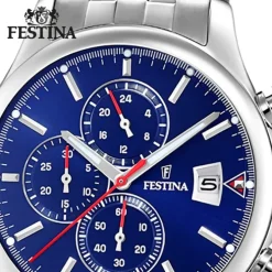 Festina Herren Armbanduhr Time Chronograph F20374/2 Quarz Stahl silber UF20374/2
