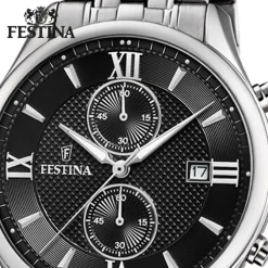 Festina Herren Armbanduhr Retro F6854/8 Quarz Edelstahl silber UF6854/8