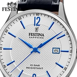 Festina Herren Armbanduhr Swiss Made F20007/2 Quarz Leder schwarz UF20007/2