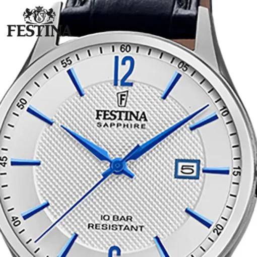 Festina Herren Armbanduhr Swiss Made F20007/2 Quarz Leder schwarz UF20007/2