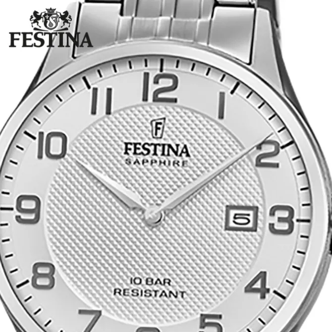 Festina Herren Armbanduhr Swiss Made F20005/1 Quarz Edelstahl silber UF20005/1