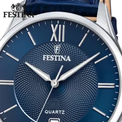 Festina Herren Armbanduhr Klassik F20426/2 Quarz Leder dunkelblau UF20426/2