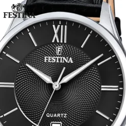 Festina Herren Armbanduhr Klassik F20426/3 Quarz Leder schwarz UF20426/3