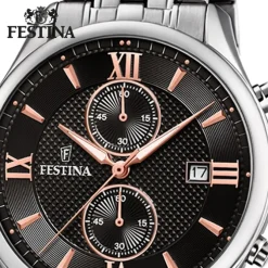 Festina Herren Armbanduhr Retro F6854/7 Quarz Edelstahl silber UF6854/7