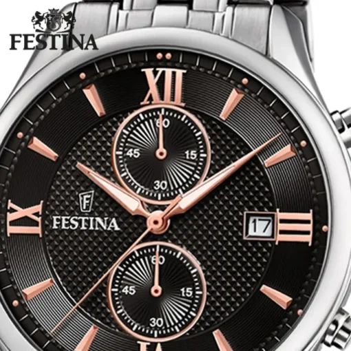 Festina Herren Armbanduhr Retro F6854/7 Quarz Edelstahl silber UF6854/7