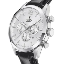 Festina Herren Armbanduhr Timeless Chronograph F20542/1 Leder schwarz UF20542/1