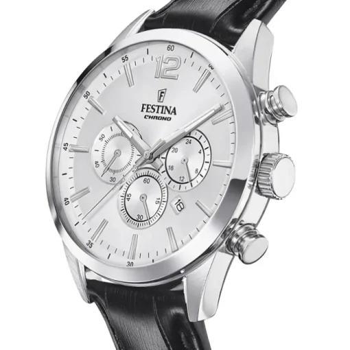Festina Herren Armbanduhr Timeless Chronograph F20542/1 Leder schwarz UF20542/1
