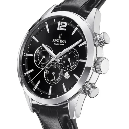 Festina Herren Armbanduhr Timeless Chronograph F20542/5 Leder schwarz UF20542/5