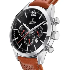 Festina Herren Armbanduhr Timeless Chronograph F20542/6 Leder braun UF20542/6