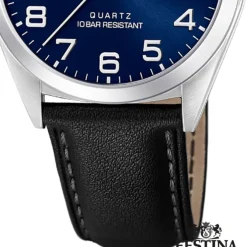 Festina Herren Armbanduhr Klassik F20446/2 Quarz Leder schwarz UF20446/2