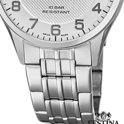 Festina Herren Armbanduhr Swiss Made F20005/1 Quarz Edelstahl silber UF20005/1