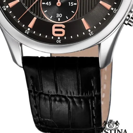 Festina Herren Armbanduhr Retro F6855/7 Quarz Leder schwarz UF6855/7