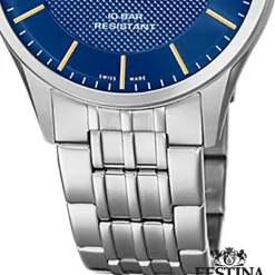 Festina Herren Armbanduhr Swiss Made F20005/3 Quarz Edelstahl silber UF20005/3
