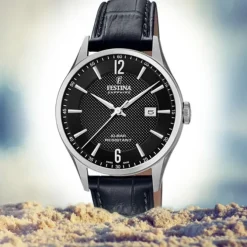 Festina Herren Armbanduhr Swiss Made F20007/4 Quarz Leder schwarz UF20007/4