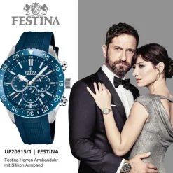 Festina Herren Armbanduhr Keramik F20515/1 Analog Silikon blau UF20515/1