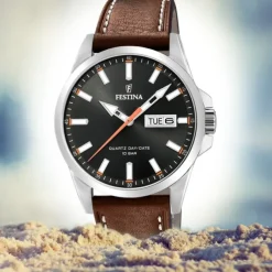 Festina Herren Armbanduhr Klassik F20358/2 Quarz Leder hellbraun UF20358/2