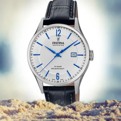 Festina Herren Armbanduhr Swiss Made F20007/2 Quarz Leder schwarz UF20007/2