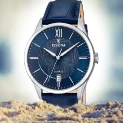 Festina Herren Armbanduhr Klassik F20426/2 Quarz Leder dunkelblau UF20426/2