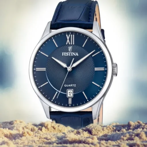 Festina Herren Armbanduhr Klassik F20426/2 Quarz Leder dunkelblau UF20426/2