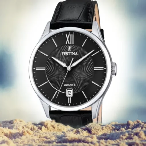 Festina Herren Armbanduhr Klassik F20426/3 Quarz Leder schwarz UF20426/3