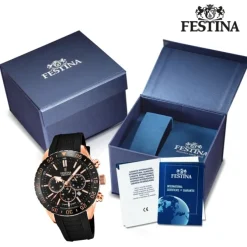 Festina Herren Armbanduhr Keramik F20516/2 Analog Silikon schwarz UF20516/2