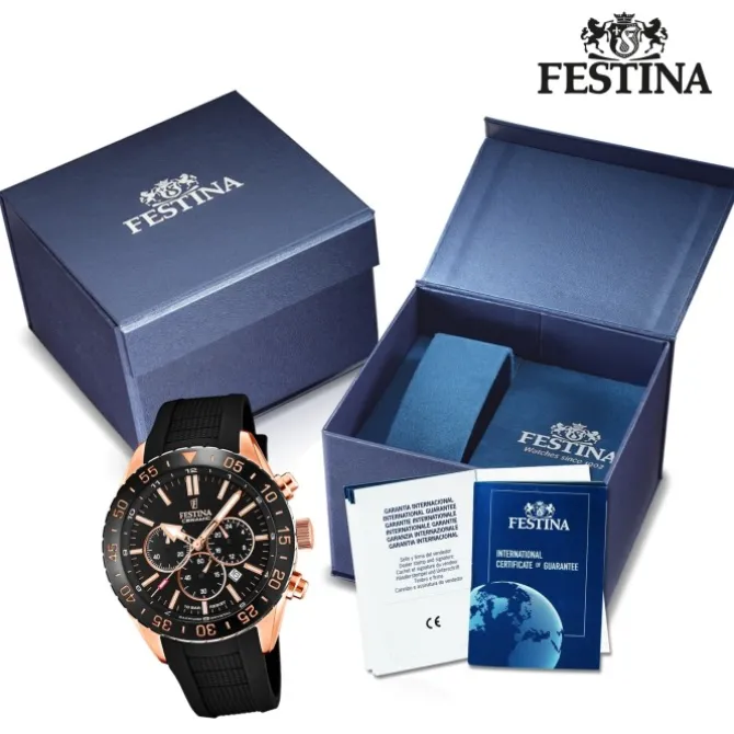 Festina Herren Armbanduhr Keramik F20516/2 Analog Silikon schwarz UF20516/2