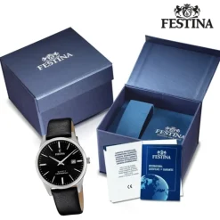 Festina Herren Armbanduhr Klassik F20512/4 Analog Leder schwarz UF20512/4