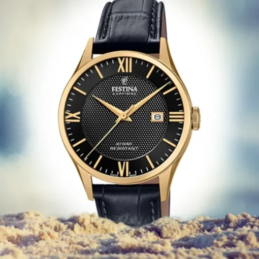 Festina Herren Armbanduhr Swiss Made F20010/4 Quarz Leder schwarz UF20010/4
